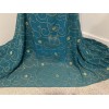 wowfabric4less123 TEAL GOLD Embroidery Sequins Chiffon Fabric 50” Width Sold