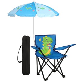 Burbell Outdoor Toddler Camping Chair with Umbrella Foldable Beach Chairs for Kids Waterproof Lawn Kids Folding Chair for Outside Beach Travel(Dinosaur)