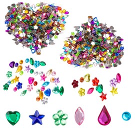 1200 Pieces Craft Gems Jewels Acrylic Flatback Rhinestones,Acrylic Diamond Gems,Gemstone for DIY Crafts Jewelry Making,6 Shapes