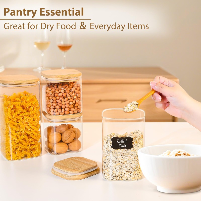 37oz(1.2Qt) Square Glass Storage Containers with Bamboo Lids – 4
