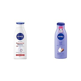 NIVEA Crema Corporal Humectante Regeneración Intensiva (400 ml) con Dexpantenol,Crema hidratante para Piel áspera y extra seca + Crema Corporal humectante Soft Milk (400 ml)
