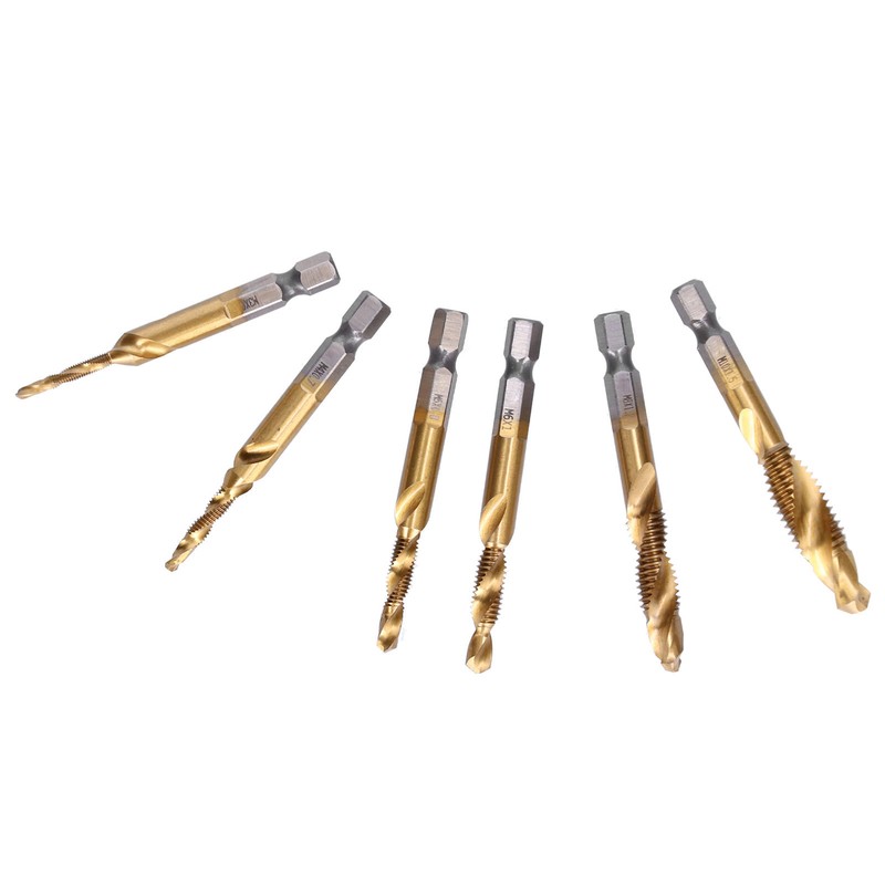 6Pcs Hex Shank Drill High Speed Steel Tap Chamfer Spiral