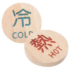 FUNOMOCYA 2pcs Wood Water Hot Cold Signs Sink Notice Labels for Hotels Restaurants Elegant Design for Smooth Practical Wear-resistant Marking Signs