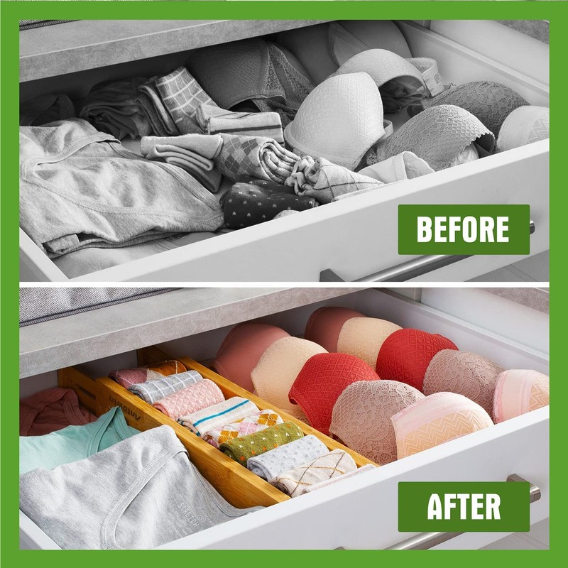 ANTOWIN Bamboo Drawer Dividers Organizers, Drawer Separators Splitter,13-17 inches Long