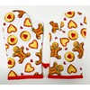 Gingerbread Oven Gloves, Mitts Pair, White with Red Trim
