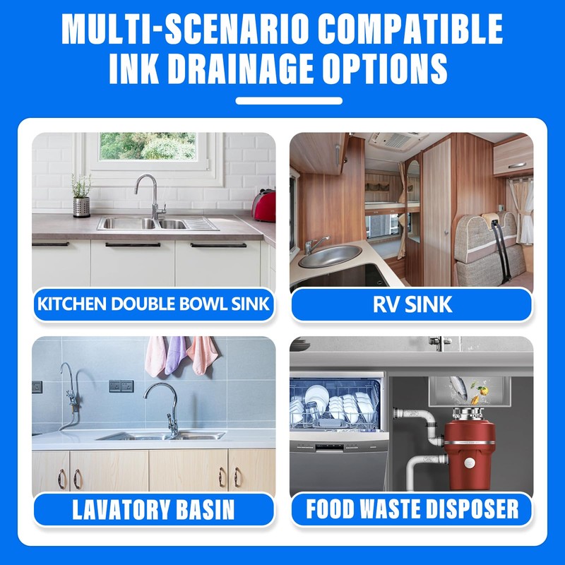 Cinsda Double Sink Drain Kit, Flexible Sink Drain Pipe 1-1/2