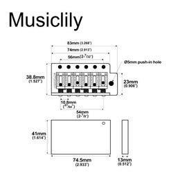 Wilkinson WVC-SB 54mm 6-Hole Vintage Steel Saddles Guitar Tremolo Bridge with Full Solid Steel Block for USA Vintage Strat and Japan Strat, Gold