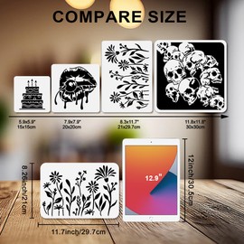 MAYJOYDIY Pack of 2 Flower Stencils Wild Flowers Leaves Stencils for Painting 29.7 x 21 cm Reusable Flower Garden Craft Templates with Brush for DIY Work on Wooden Walls and Home Decoration