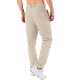 Shallowlulu Mens Golf Pants Stretch Classic Fit Dress Pants 30"/32"/34" Quick Dry 6 Pockets Water-Resistant Casual Trousers(Light Khaki 42W/32L)