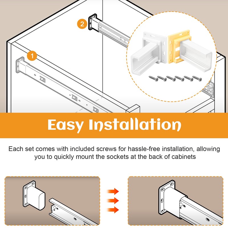 Drawer Slides Sockets Set RV Drawer Rail Bracket, Drawer Hardware