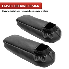 KBH Front Seat Armrest Cover for Ford F250 F350 F450 F550 Lariat 1999-2007, F250 F350 F450 XLT Sport 2002-2006, Ford Excursion Limited XLT 2000-2005, Vinyl Leather Interior Accessories, 1 Pair, Black