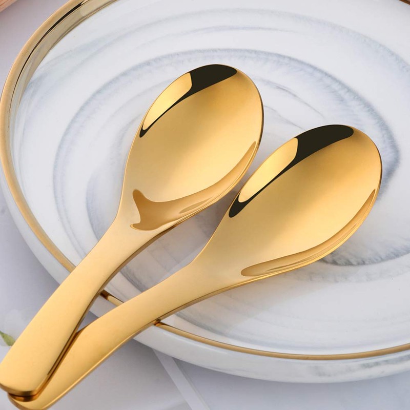 Bisda Thick Heavy Duty Soup Spoons, Set of 4, Stainless