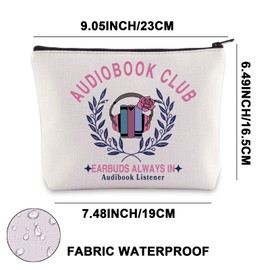 G2TUP Audiobook Lover Makeup Bag Audiobook Club Gifts Audiobook Listener Gifts Audio Bookworm Zipper Pouch (Audiobook Club CA)