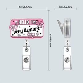 Horee Nurse Badge Reel, Retractable ID Card Holder with Alligator Clip, Bling Acrylic Badge Holder, Demure Funny Design (Demure-4)