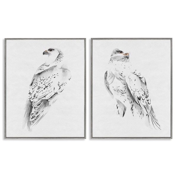 Stupell Industries White Hawk Winter Birds Soft Speckled Feathers Grey
