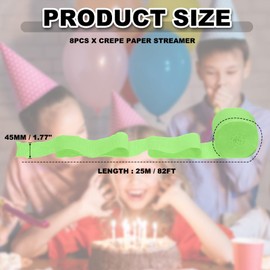 PATIKIL Crepe Paper Streamers, 8 Rolls 656ft Rainbow Streamers for Party Decorations Wedding Ceremony Birthday Indoor Decorations, Lime Green