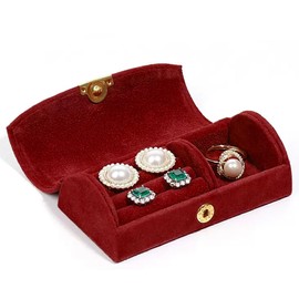 Linpr Jewelry Travel Case, Mini Jewelry Organizer Box for Earring, Portable Jewelry Storage Holder,Jewelry Box for Women, Storage Box for Pendant, Necklace, Bracelet (Red)