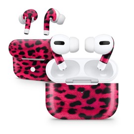 DesignSkinz - Compatible with AirPods 2 - Skin Decal Protective Scratch Resistant Vinyl Wrap - Fuzzy Real Pink Leopard Print