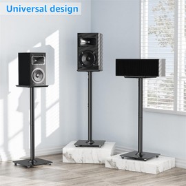 MOUNTUP Universal Speaker Stands Pair for Surround Sound, 31" Height Floor Speaker Stands, Holds Bookshelf Speaker Satellite Speaker Large Speaker, Up to 22LBS Cable Concealing 9.8" Plate Black MU9132