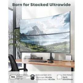 Dual Monitor-Arm Ultrawide Heavy Duty - 24-57 inch Vertical Dual Monitor Mount, Adjustable Stacked Double Monitor Desk Mount Stand, Max Load 59.4 lbs (per Arm), VESA 75/100 mm, Black