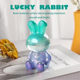Zonsuli Home Decor Lucky Rabbit Figurine Tabletop Decor Animal Statue Ornaments Shelf Decorations Small Sculpture for Living Room Bedroom Office Desktop Cabinets