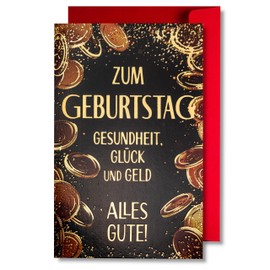 Art Nuvo Birthday Card - Happy Birthday Card with Envelope Full of Shine and Shimmering Light Reflected in the Glittering Number and Colourful Prints