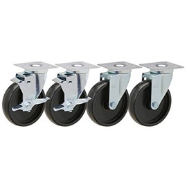 5" Caster Set of 4 | for Pitco Fryers with a Heavy Duty Plastic Wheel and 3-1/4x3-1/4 Mounting Plate | 2 Swivel and 2 Swivel with Brakes