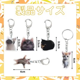 Moerstar Cat Keychain, Cute, Keychain, Stylish, Key Chain, Metal Fittings, Popular, Funny, Bag Decoration, Collection, Present, Set of 5 Cats