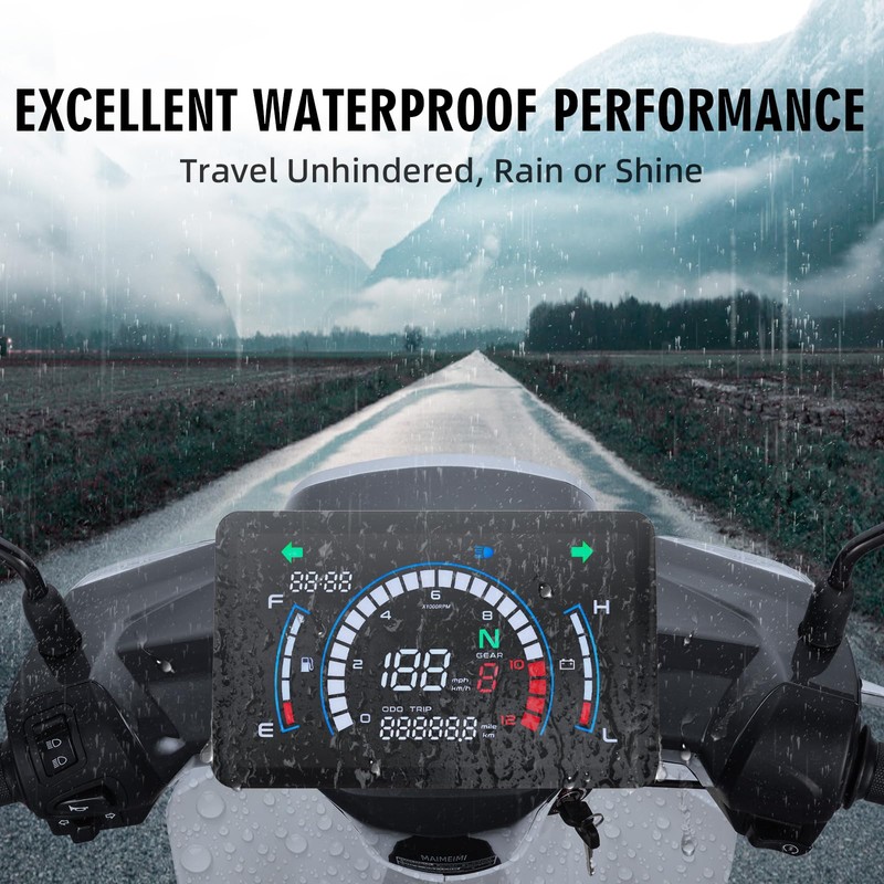 MAIMEIMI Motorcycle Speedometer Cluster Mechanical Digital Speedometer for Moto with