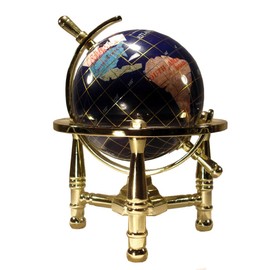 Unique Art 6-Inch by Blue Lapis Ocean Mini Table Top Gemstone World Globe with Gold Tripod