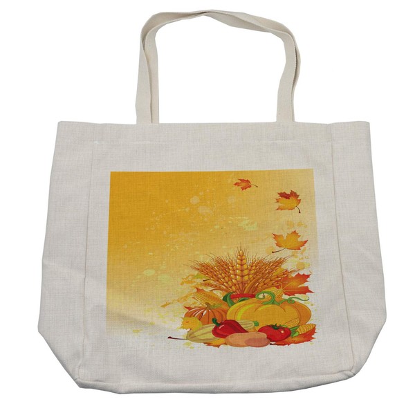 Ambesonne Harvest Shopping Bag, Vivid Group of Vegetables Plump Pumpkins