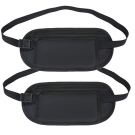 PLABBDPL 2 Pack: Hidden Money Belt with Anti-Theft Security Pocket, Adjustable Waist Belt, Flat Passport Pouch and Black Design for Safe Festival Visits