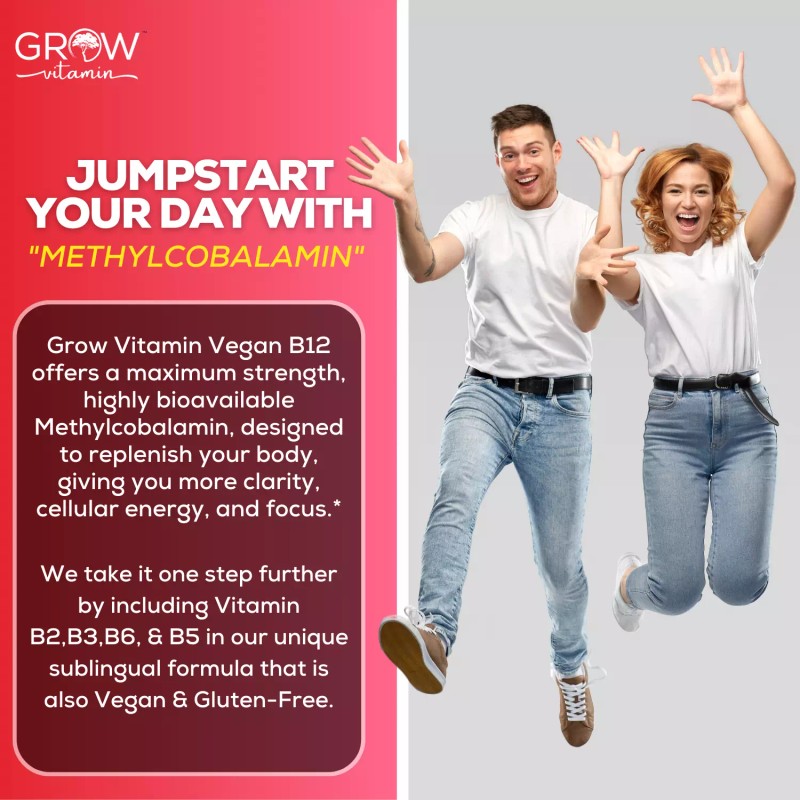 Grow Vitamin B12 Liquid Drops - High Potency Complex with