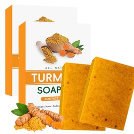 Turmeric Soap Bar,2PCS Natural Kojic Acid Soap for Face & Body,Reduce Acne & Hydrating