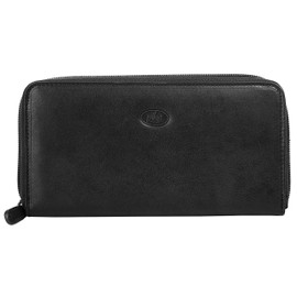 piké Genuine Leather Wallet for Men, Women, Wallet with All-Round Zip, Wallet with Coin Compartment, Large Wallet for Notes and Cards, 019917, black, Standard size