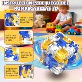 Cubo Laberinto 3D  Rompecabezas para Adultos y Niños, Juguete Educativo para Desarrollar El Pensamiento Lógico, Juego de Mesa para Familia,Cubo de... 