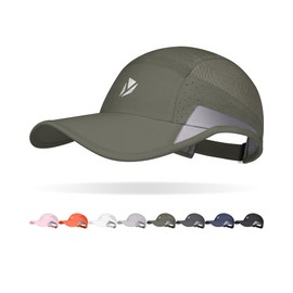 YANIKY Running Hat for Men and Women, Quick-Drying Lightweight Baseball Cap, UPF 50+ Reflective Breathable Sports Hat for Outdoor Golf, Hiking, Army Green, Unit size
