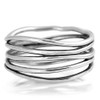 Oxidized Stacked Bar Knot Wide Wedding Ring New 925 Sterling