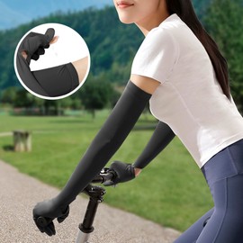 JIAHG Summer Driving UV Sun Protection Gloves Arm Sun Block Touchscreen Long Ice Silk Gloves for Women Men Outdoor Sports
