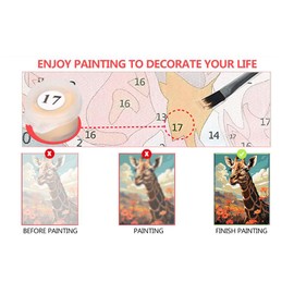 QYSFriday Paint by Numbers for Adults Beginner - Paint by Number Kits, Animal Painting by Numbers for Adults Beginner DIY Canvas Oil Painting Without Frame 16 x 20 Inch (Giraffe)