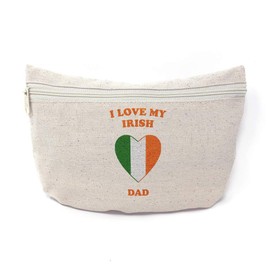 Custom Canvas Makeup Bag I Love My Irish Dad Countries School Supplies Pencil Tote Pouch 9x6 Inches Natural Design Only