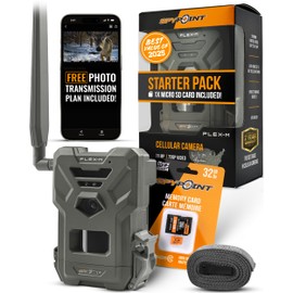 SPYPOINT Flex-M and SD Card Pack - Cellular Trail Cameras |Best Value in Hunting Accessories |No WiFi Needed & GPS-Enabled |Hunting Night Vision | IP65 Waterproof |28MP Photos, 720p Videos