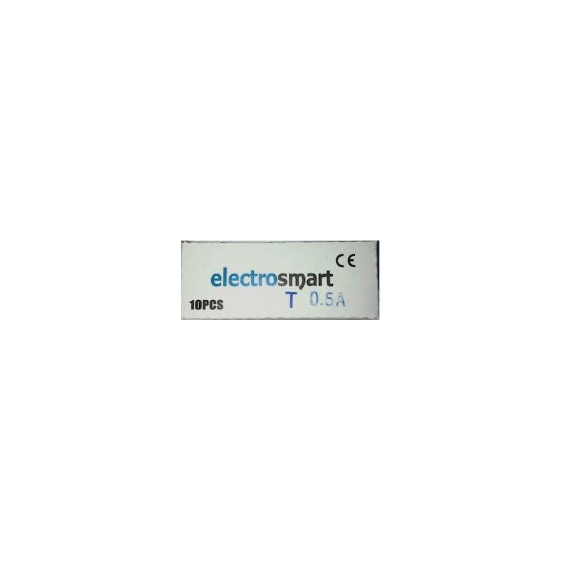 electrosmart Pack of 10 500mA T0.5A 20mm x 5mm Glass