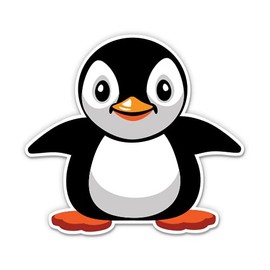 Cute Cartoon Penguin - 12" Vinyl Sticker Waterproof Decal