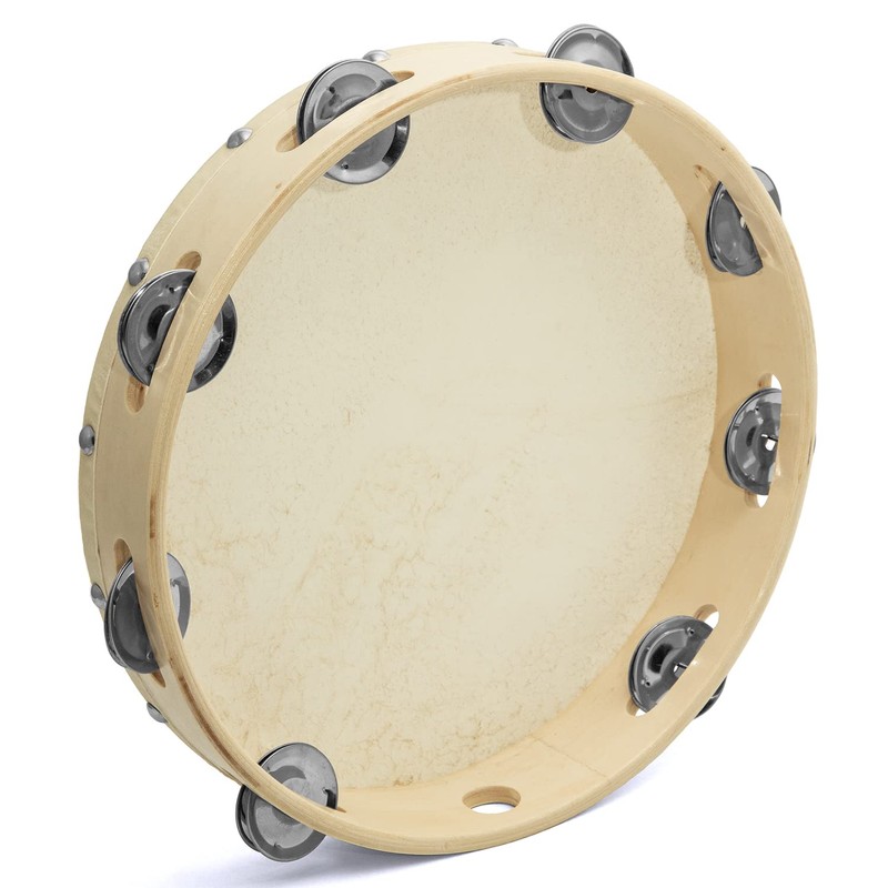 Tiger TAM91-12 Wooden Tambourine with Natural Drumhead - 12 Inches
