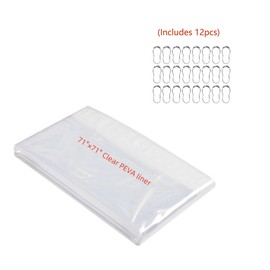 Utopia Alley 3G Clear PEVA Shower Liner - Clear PEVA Plastic Shower Liner (71"x71"), Includes Shower Liner and Shower Hook, Chrome