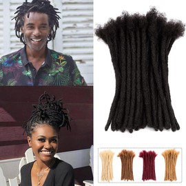 Teresa 8 Inch 0.8cm Width Loc Extension Human Hair Natural Black 60 Strands Full Hand-made Permanent Locs Extensions Can Be Dyed and Bleached for Men/Women/Kids Real Dreadlock Extensions Human Hair