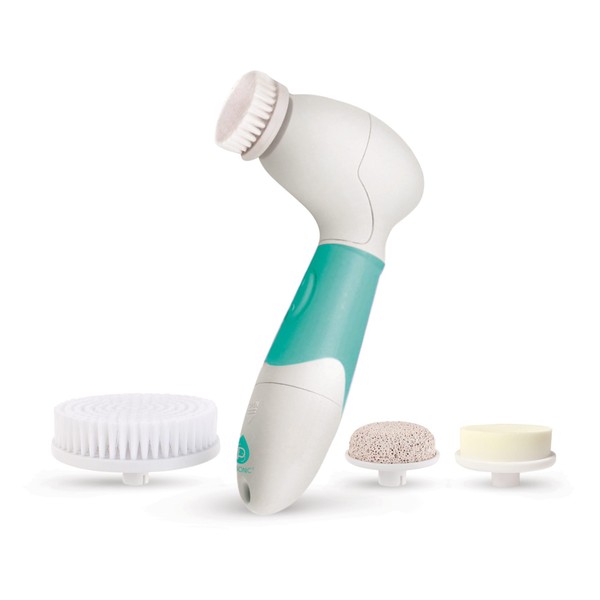 Pursonic Pursonic Advanced Facial and Body Cleansing Brush for Removing Makeup & Exfoliating Dead Skin - Includes 4 Multifunction Brush Heads: Facial, Body, Pumice Stone and Sponge (aqua), 1 count