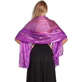 Central Chic Silky Iridescent Royal Purple Pashmina Wrap Stole Shawl For Weddings Bridal Bridemaids & Evening Wear (Royal Purple)