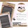 LASHVIEW Eyelash Extension Clusters, 168 Pieces, D Curl Clusters, Eyelash